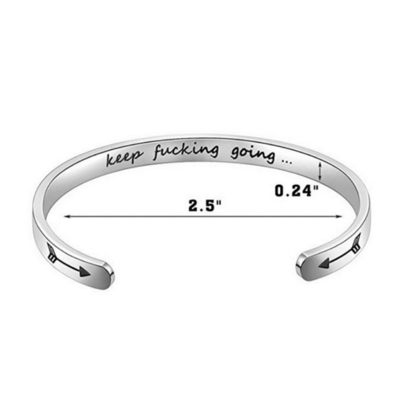 Stainless Keep F$#ing going Inspirational Bracelet - Picture 5 of 5
